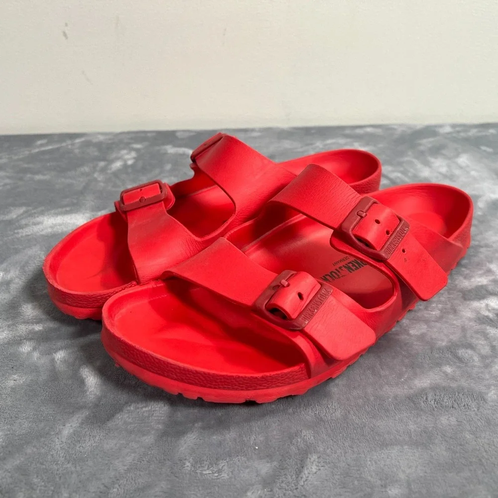 Birkenstock Arizona Essentials Eva Sandals Mens US 11 EU 44 Red Buckle Slip Ons